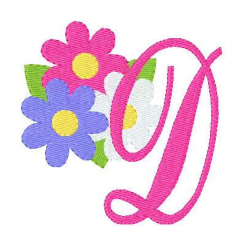 Daisy Flowers Monogram Machine Embroidery Font Designs Etsy