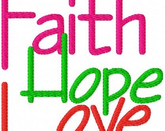 Embroidery Design, Faith Hope Love  // Joyful Stitches