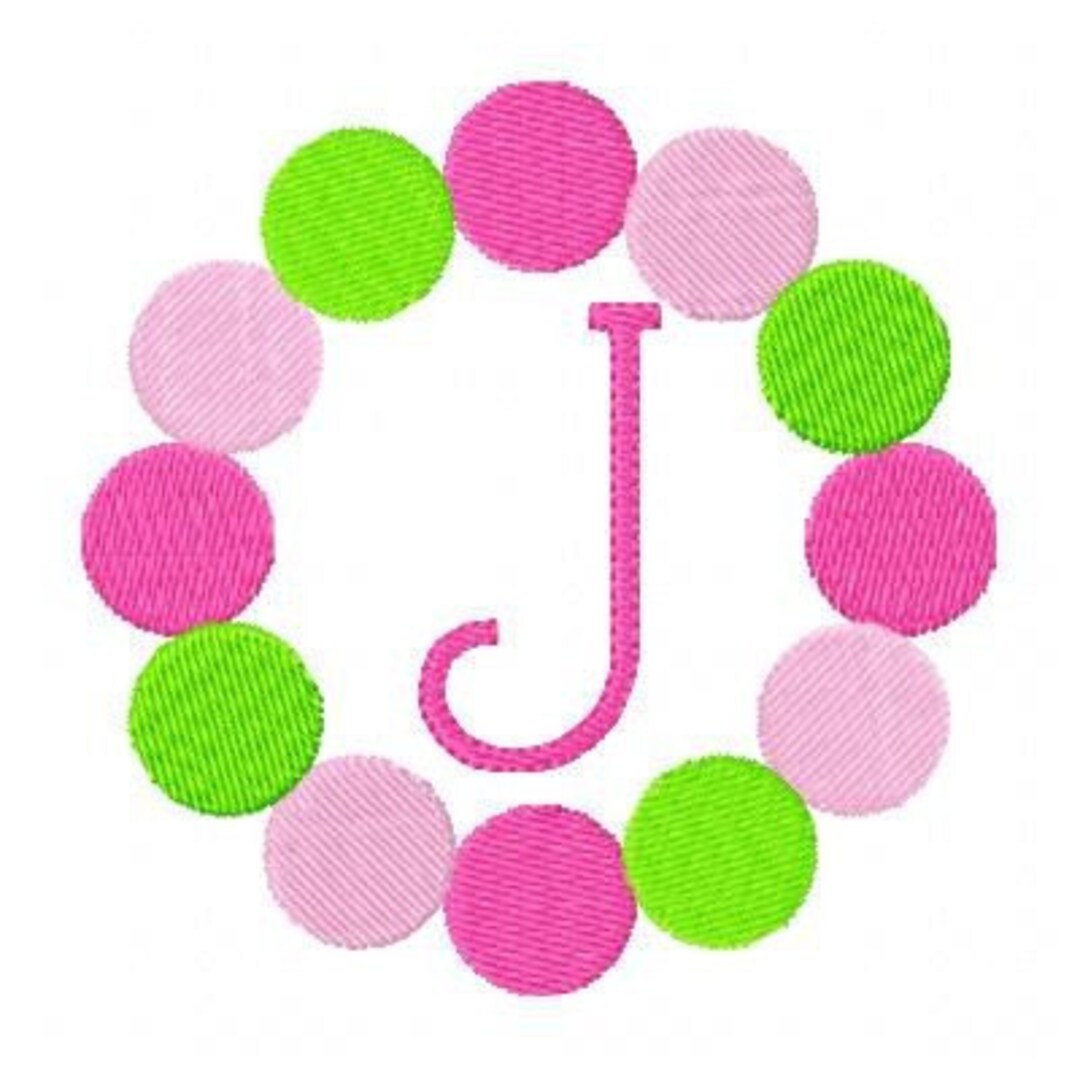 Embroidery Fonts, Circle Dots Machine Embroidery Monogram Font Design
