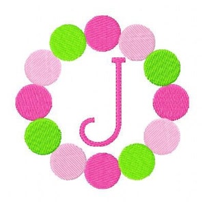 Spring Circle of Dots Machine Embroidery Monogram Design Se, Machine Embroidery Designs, Embroidery Fontt // Joyful Stitches