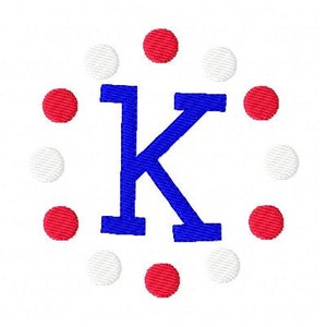 Red White and Blue // Dots // Machine Embroidery Monogram Font Design Set, Machine Embroidery Designs, Embroidery Font // Joyful Stitches