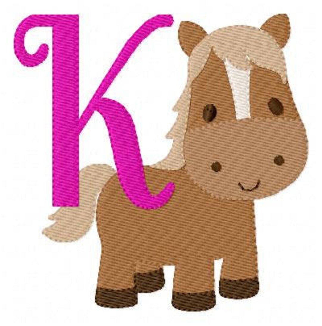 Pony // Horse // Machine Embroidery Monogram Font Set // Equestrian
