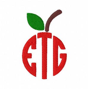 Apple // Teacher // Teacher Embroidery, Circle Monogram // Three Letter // Monogram Machine Embroidery Font Design Set // Joyful Stitches