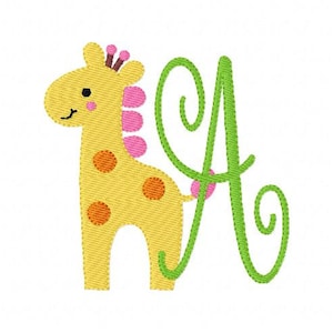 Giraffe Zoo Animal // Machine Embroidery Monogram Font Design Set // Joyful Stitches