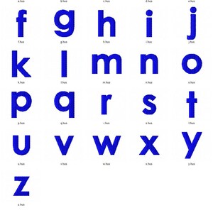 May include: A blue alphabet font with uppercase letters A through Z. Each letter is outlined in white and has a slightly raised, textured appearance.