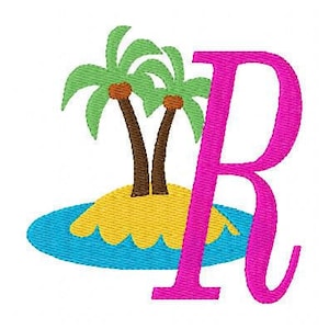 Island, Tropical, Monogram Machine Embroidery Design Set, Embroidery font, Embroidery Monogram Font, Beach, Summer // Joyful Stitches