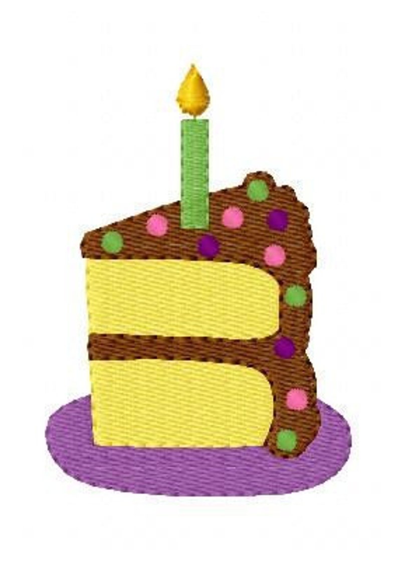 Embroidery Design Birthday Cake Slice // Joyful Stitches Etsy