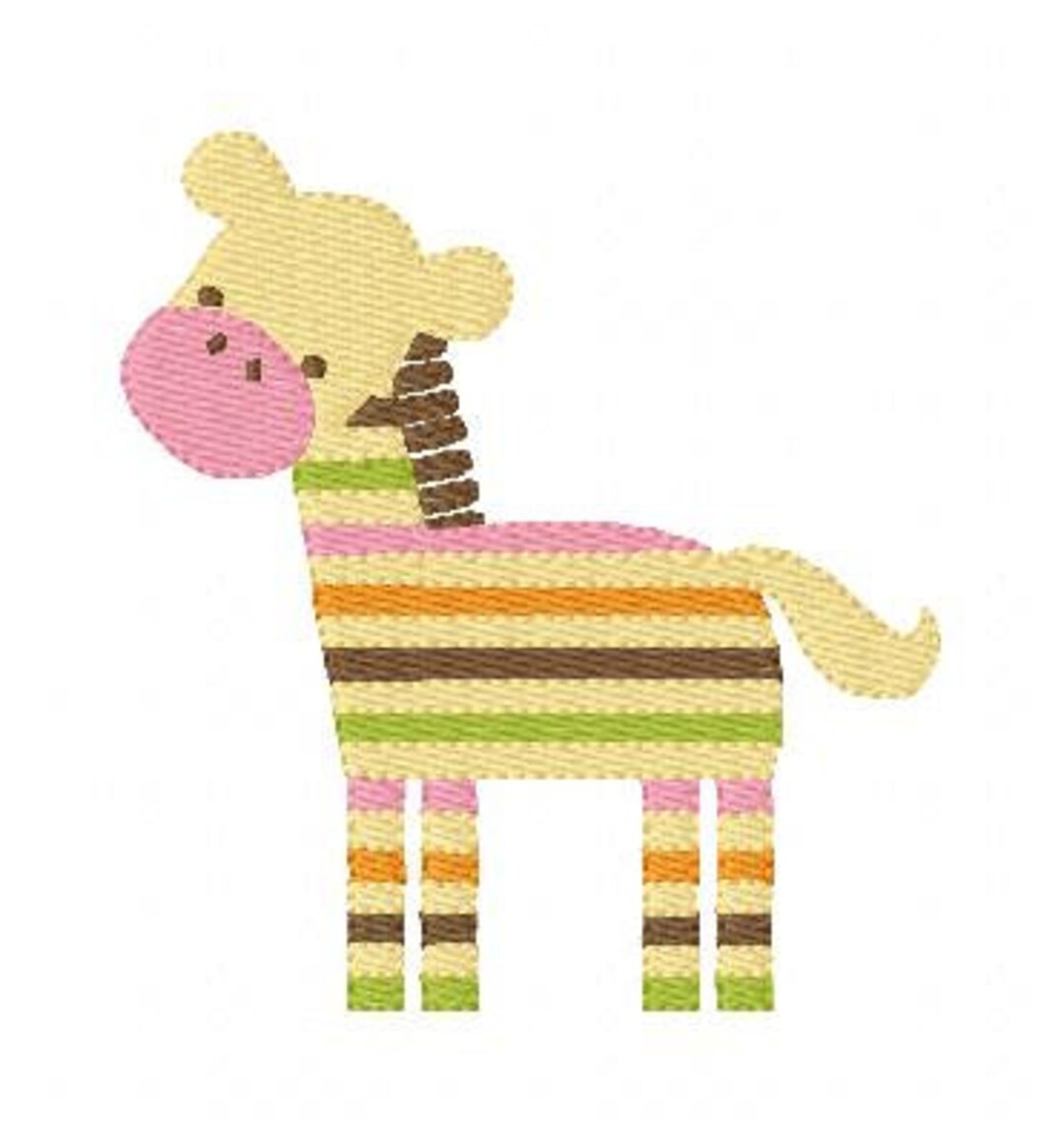 Embroidery Design, Zebra // Candy Stripe Embroidery Design // Rainbow
