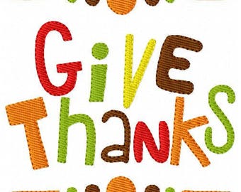 Embroidery Design, Give Thanks Embroidery Design, Thanksgiving Embroidery Design, , Instant Download, Thankful // Joyful Stitches