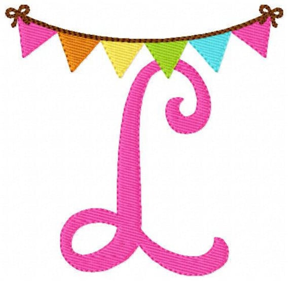 Birthday Banner With Monogram Machine Embroidery Font Design Etsy