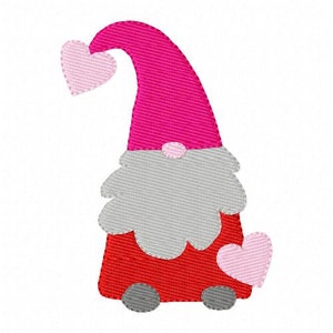 Valentine Gnome with Hearts Machine Embroidery Design with Bonus, 2 sizes, Machine Embroidery Designs, Gnome Embroidery, Joyful Stitches