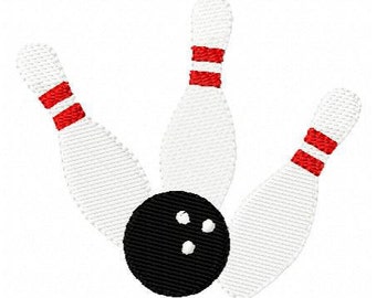 Embroidery Design, Bowling Ball & Pins  // Joyful Stitches