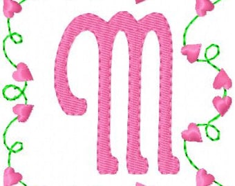 Heart, Vine, Valentine, Monogram Machine Embroidery Font Design Set // Machine Embroidery Designs // Monogram Font // Joyful Stitches