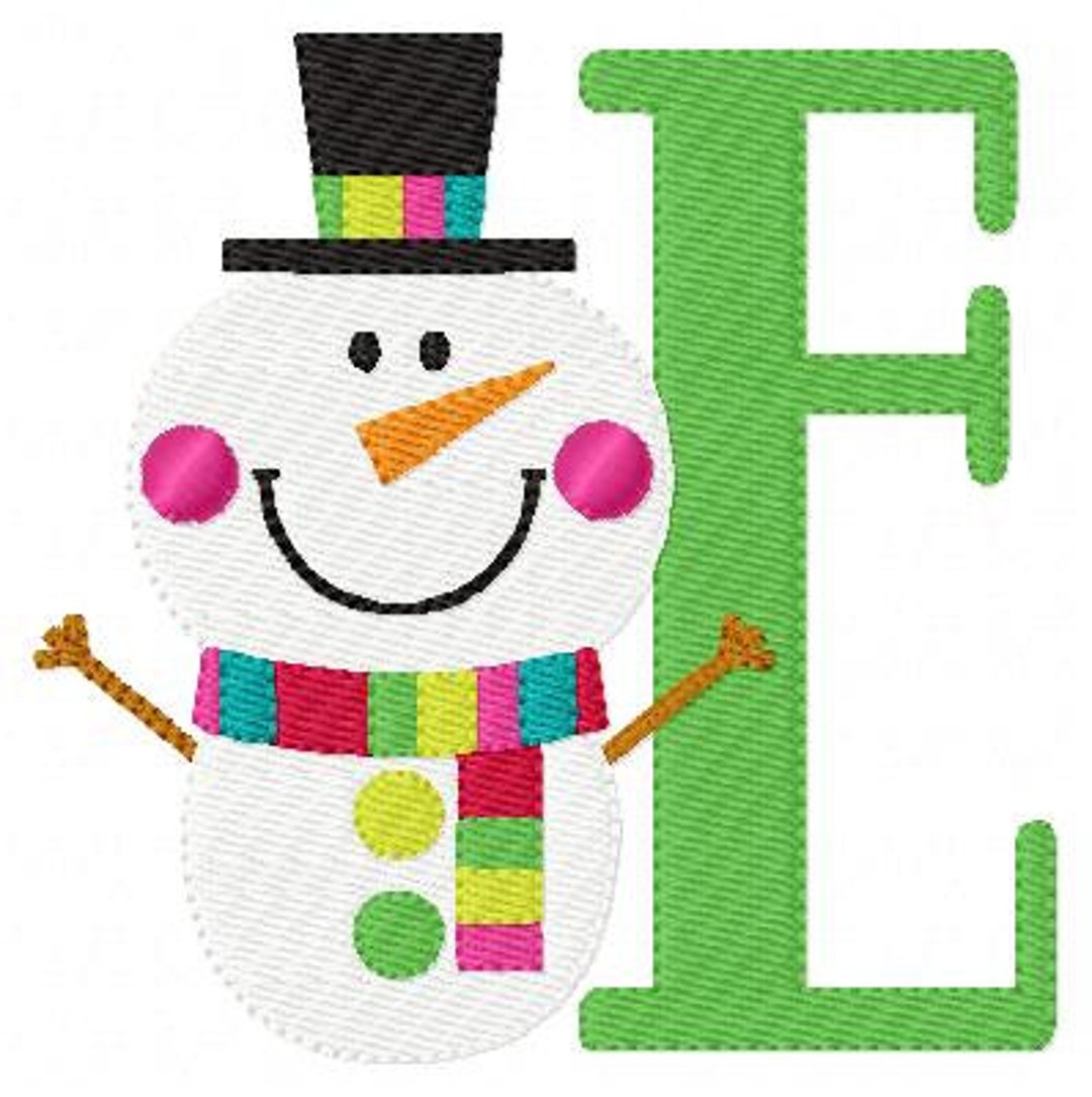 Snowman Christmas Winter Monogram Embroidery Font Design Set, Machine Embroidery Designs