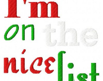 Embroidery Design, Nice List Santa Christmas   Single // Joyful Stitches