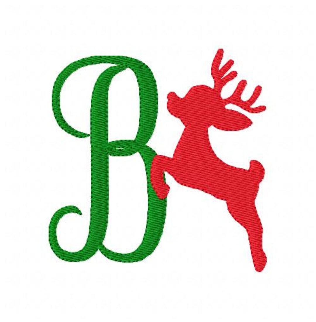 Reindeer Christmas Winter Monogram Machine Embroidery Font Design Set, Machine Embroidery