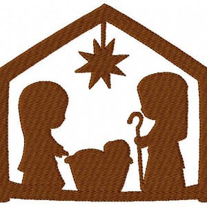 Embroidery Design, Nativity, Manger, Christmas, , Christmas Embroidery Design, Nativity Embroidery Design, Silhouette//Joyful Stitches