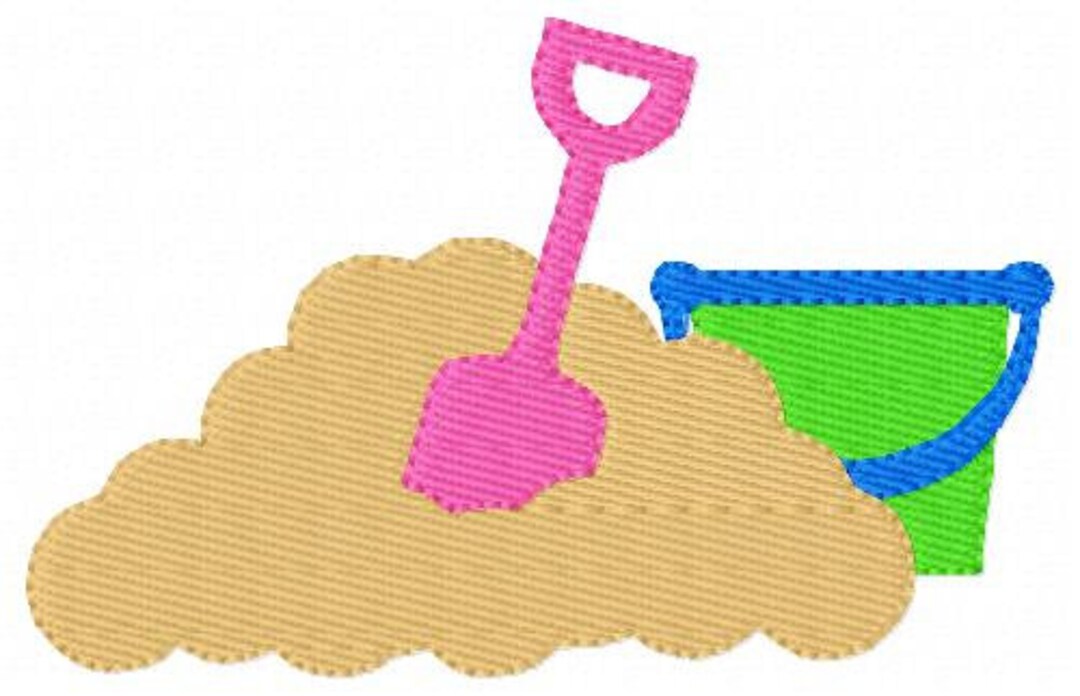 Sand Bucket Shovel Embroidery Design, Beach Embroidery Design