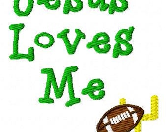 Embroidery Design, Jesus Loves Me Embroidery Design // Football  // Joyful Stitches