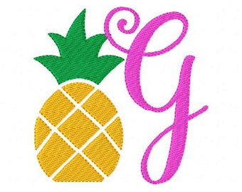 Pineapple Embroidery // Monogram Embroidery Font Design Set // Summer Embroidery Design // Fruit Embroidery Design// Joyful Stitches