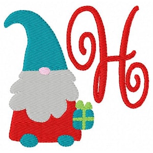 Christmas Gnome with Gift Machine Embroidery Monogram Designs, Gnome Embroidery Design, Machine Embroidery Designs, Joyful Stitches