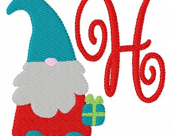 Christmas Gnome with Gift Machine Embroidery Monogram Designs, Gnome Embroidery Design, Machine Embroidery Designs, Joyful Stitches