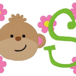 Affe Cutie 5x7 Maschinenstickerei Monogramm Schrift Design Set // Joyful Stitches