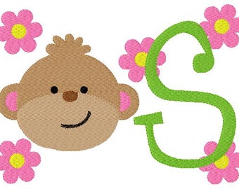 Monkey Cutie 5x7 Machine Embroidery Monogram Font Design Set // Joyful Stitches