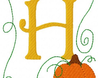 Pumpkin Vine 5x7 Fall Monogram Machine Embroidery Font Design Set Joyful Stitches // Joyful Stitches