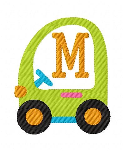 Monogram Machine Embroidery Font with Kid Car// Machine Embroidery Design // Children's Embroidery Design // Joyful Stitches