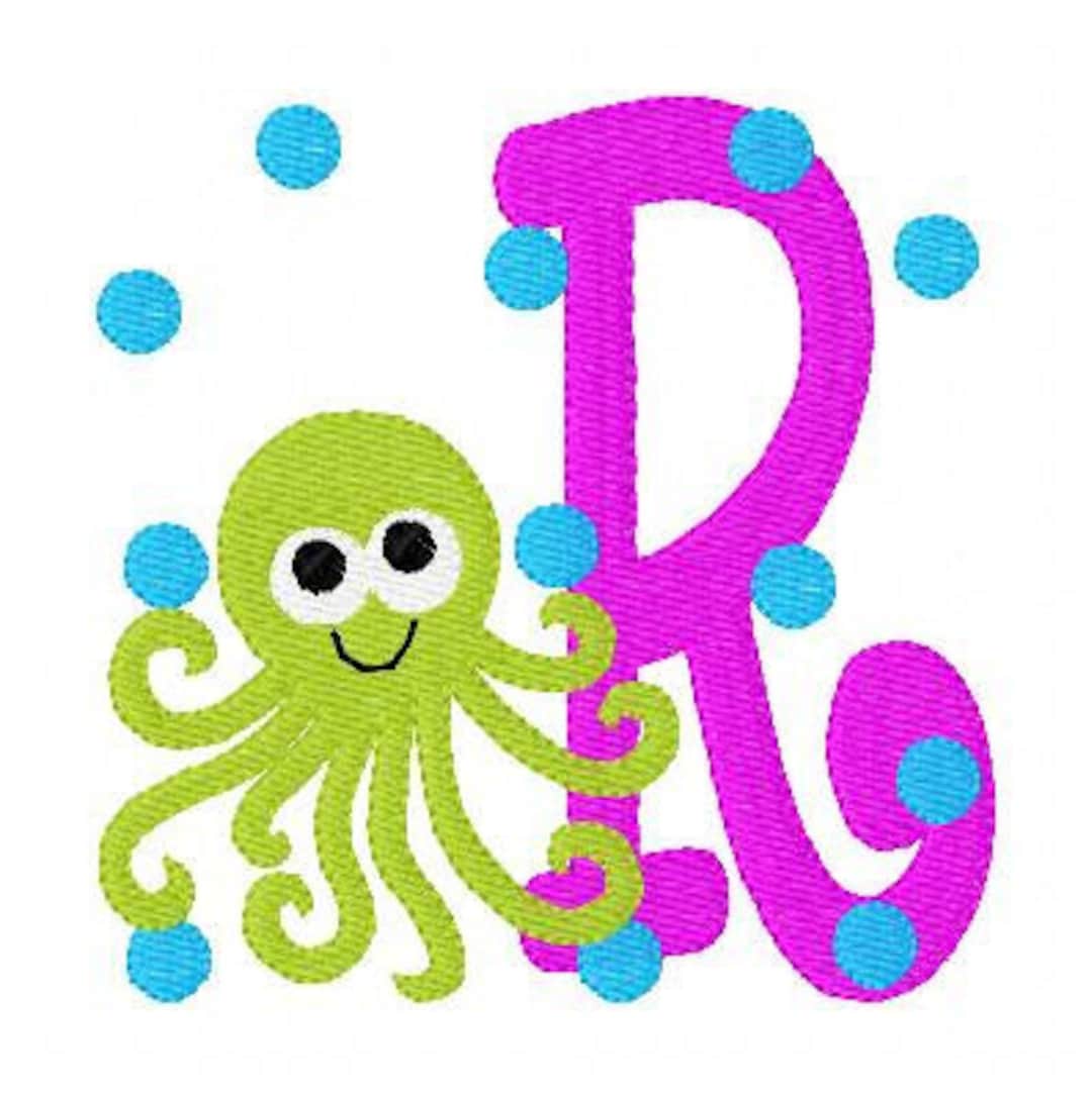 Octopus // Summer // Machine Embroidery Monogram Font Design Set ...
