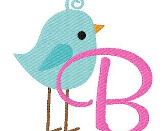 Wee Woodland Birdie Monogram Embroidery Font Design Set// Bird Embroidery Design// Baby Embroidery Design // Joyful Stitches