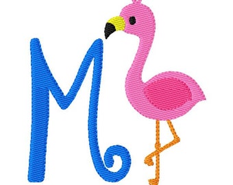 Flamingo Summer Monogram Embroidery Designs Set, Flamingo Embroidery Design, Summer Embroidery, Joyful Stitches