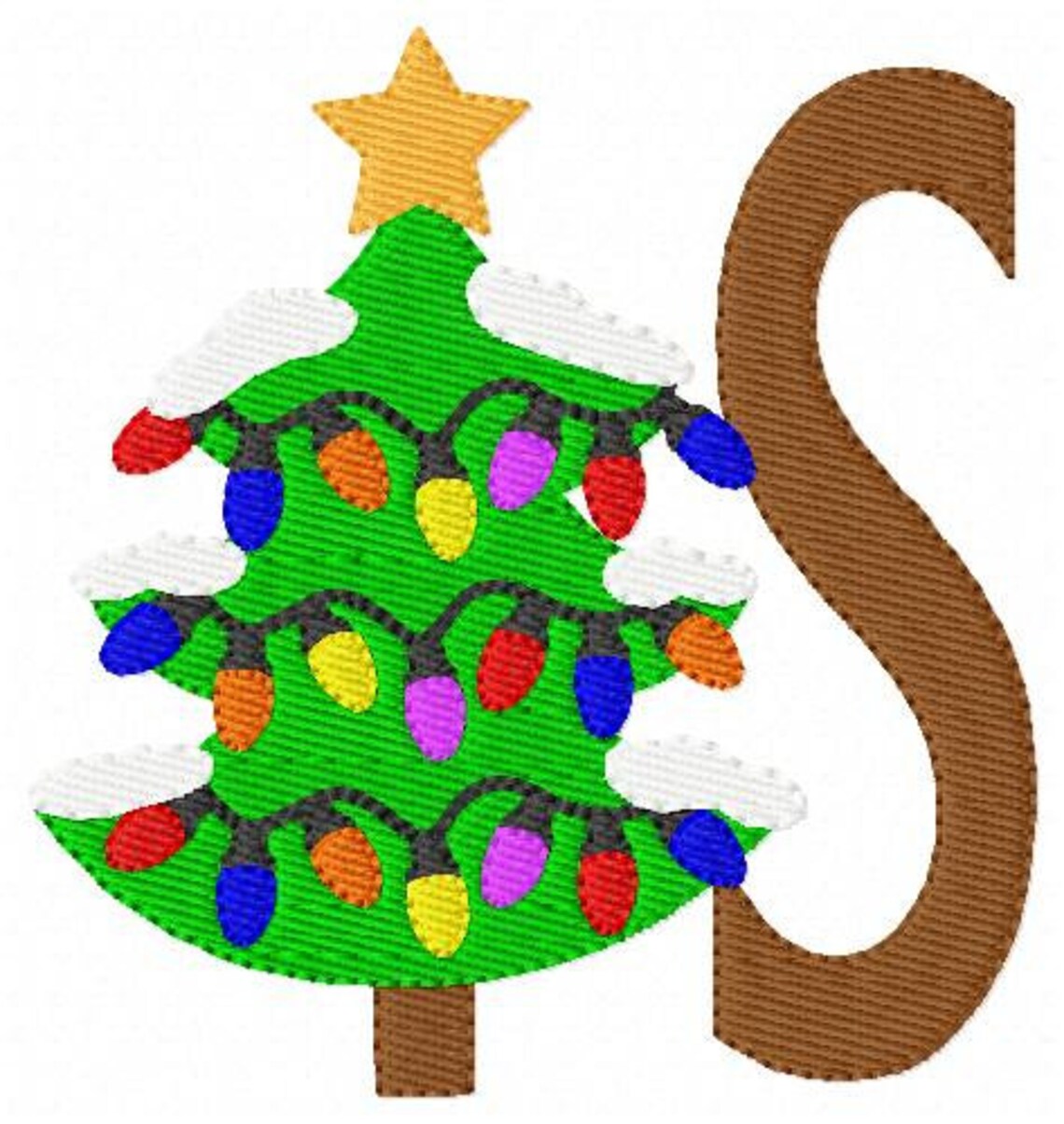 Snowy Woodland Christmas Tree Winter Monogram Machine Etsy