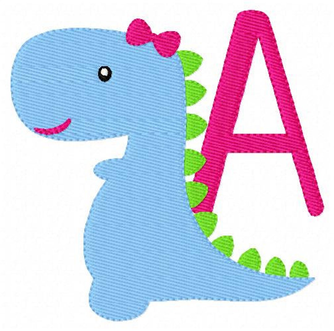 Girl With Bow Dino Dinosaur Machine Embroidery Monogram Design Set ...