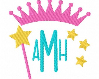 Princess Three Letter Monogram Embroidery Design Set, Joyful Stitches, Embroidery Designs, Monogram Designs