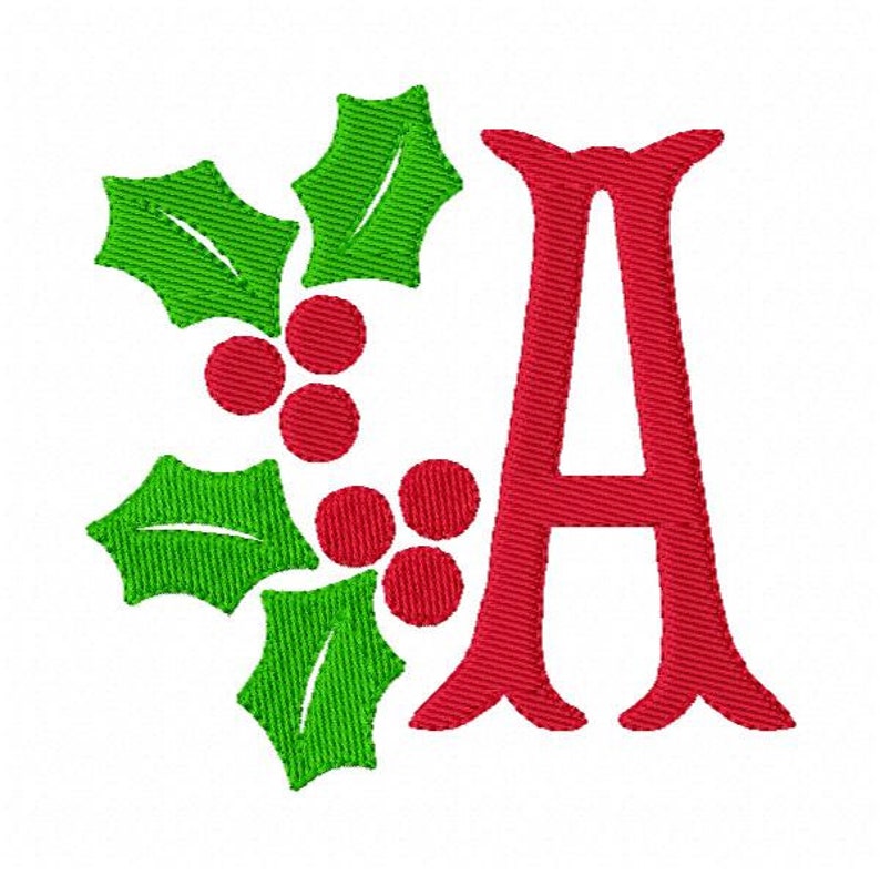 Holly christmas monogram embroidery designs font christmas  etsy Holly christmas monogram embroidery designs font christmas  etsy