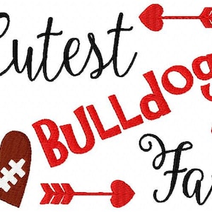 Embroidery Design, Bulldogs // Football // Cutest Fan //  // Sports Embroidery Design // Bonus Included // Joyful Stitches