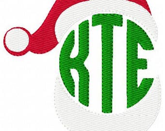 Santa // Christmas // Circle // Three Letter // Monogram Machine Embroidery Font Design Set // Joyful Stitches
