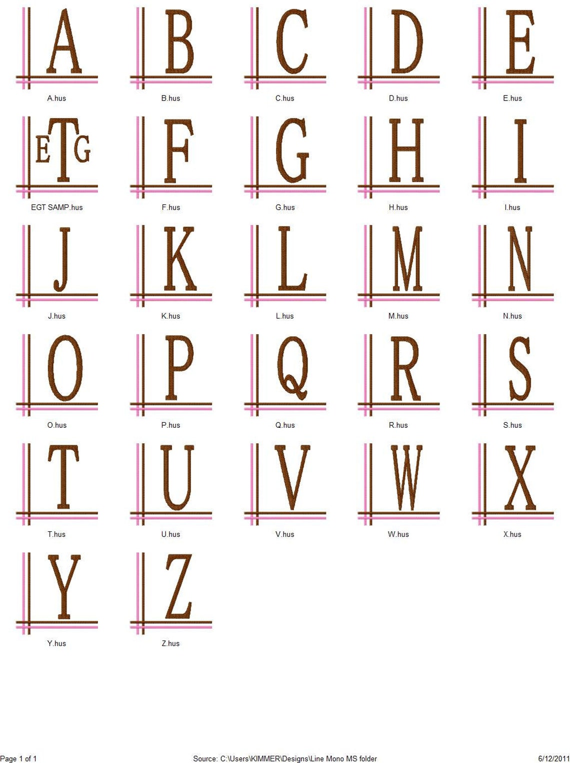 Line Monogram Embroidery Font Design Set, Machine Embroidery Designs ...