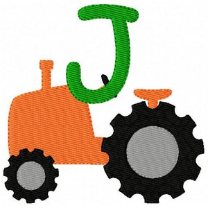 Orange Tractor // Tractor // Farm // Monogram Embroidery Font Design Set, Machine Embroidery Designs, Embroidery Font // Joyful Stitches