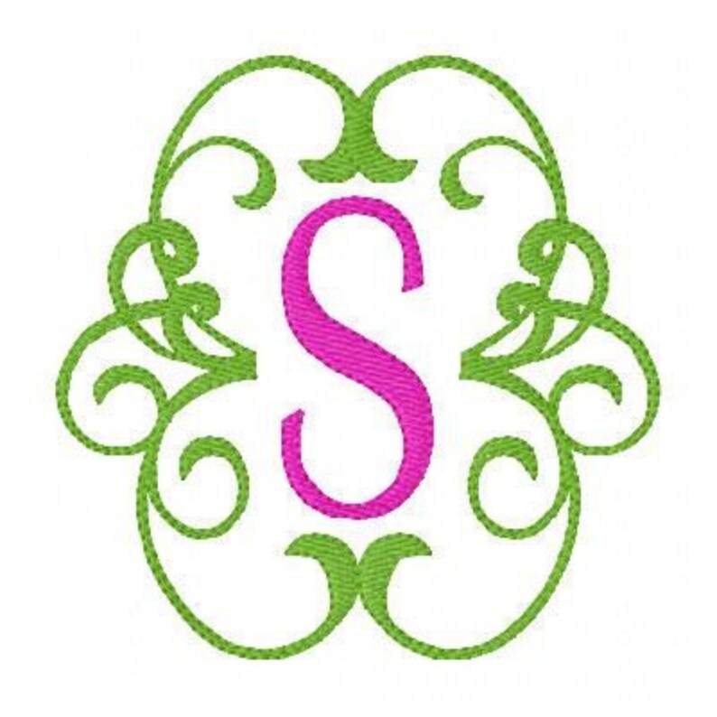 Monogram Machine Embroiery Design Set with Swirls Machine Etsy