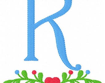 Vine with Heart & Dots Machine Embroidery Monogram Font Design Set, Valentine Monogram Design, Heart Embroidery Design // Joyful Stitches