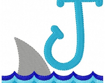 Shark Fin Ocean Summer Machine Embroidery Designs Monogram Font, Monogram Font, Embroidery, Shark Embroidery Design, Joyful Stitches