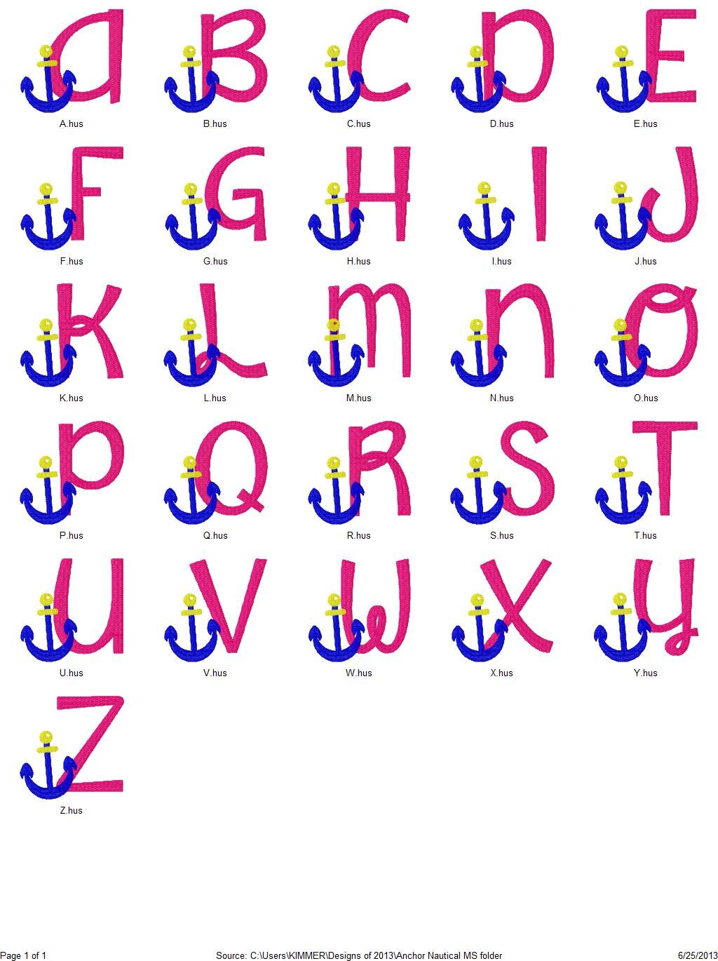 Anchor, Embroidery Fonts, Monogram Font, Machine Embroidery Designs ...