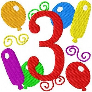 Balloon Party Numbers Machine Embroidery Monogram Set // Joyful Stitches