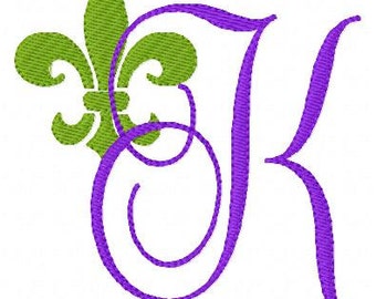 Fleur De Lis with Monogram, Machine Embroidery Designs, Monogram Embroidery Font Design Set // Joyful Stitches