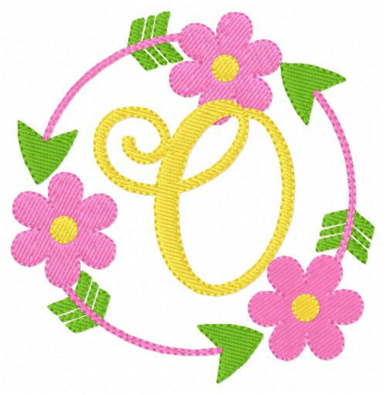 Embroidery Fonts Daisy Monogram Font Embroidery Pattern Etsy