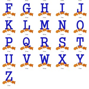 Goldfish Monogram Machine Embroidery Font Design Set // Fish Embroidery ...