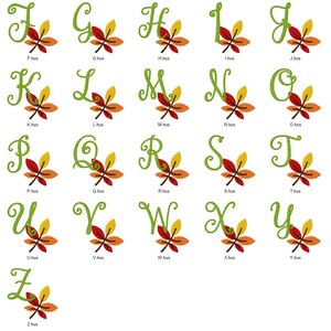 Autumn Fall Leaves Monogram Embroidery Design Set, Autumn Embroidery ...